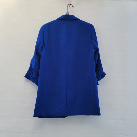 Zara Blazer Cobalt Blue Womens Size Medium Preppy Bold Open Front Workwear - Picture 14 of 16